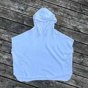Frank & Eileen White Cotton‎ Sleeveless Hoodie Poncho Oversized OS